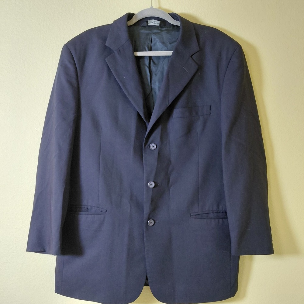Jos A Bank Mens 43R‎ Blue Wool Fully Lined Suit Jacket Sport Coat Blazer